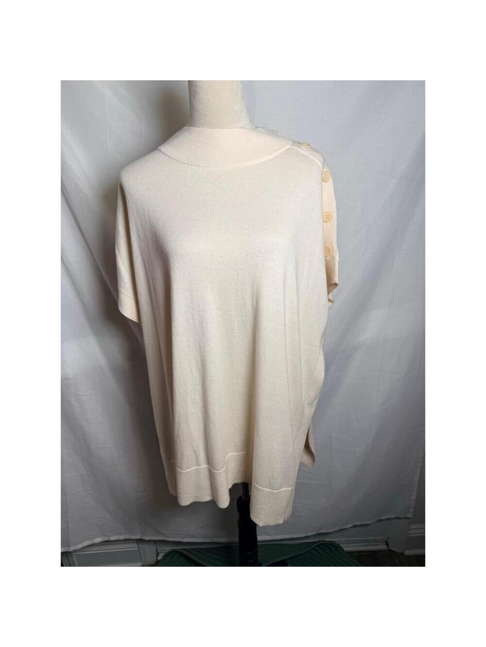 Cashmere Blend Poncho Sweater Cream,  NWT S/M